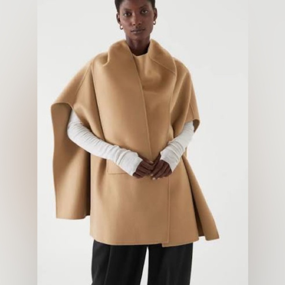 NWT COS Tan Wool Cape One size
